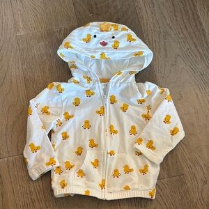 Kids White Duck Print Hoodie